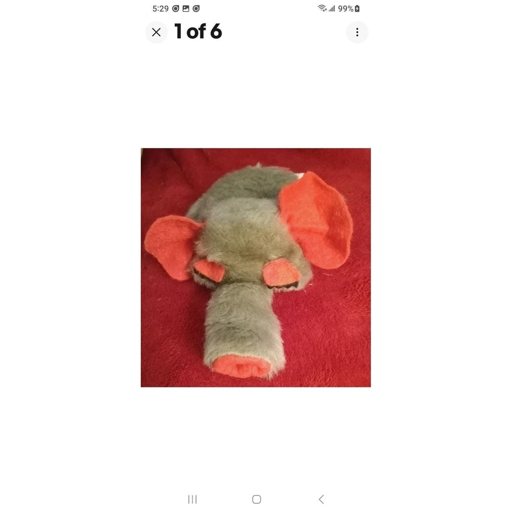 VINTAGE Elephant Wallace Berrie and Company 1974 small Plush VERY RARE